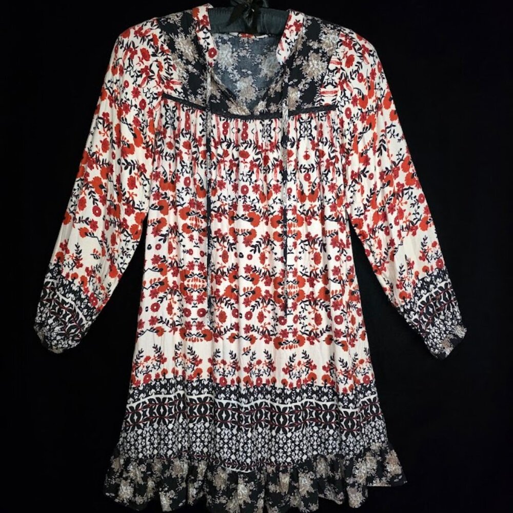 HAZEL (Anthropologie) Boho Bell Sleeved Mini Dress S